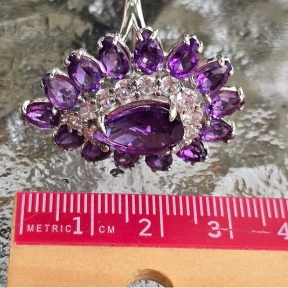 925 Sterling Silver Ring Sz 7.25 with Natural Amethyst Gemstone - Picture 3 of 7